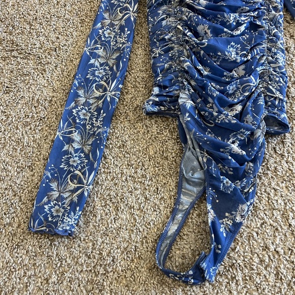 NWT Free People Intimately Under It All Printed Bodysuit Bluebell Combo Blue S - Picture 9 of 11